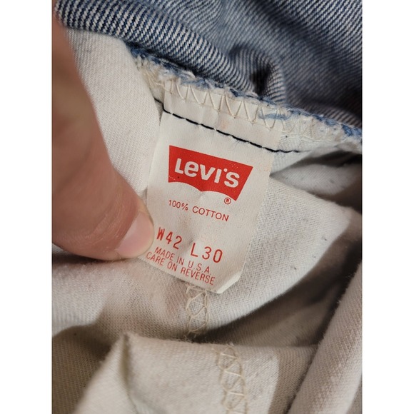 Vintage Levis 509 Jeans Mens 42x30 Blue Denim Regular Orange Tab 80s Hemmed - Picture 12 of 14